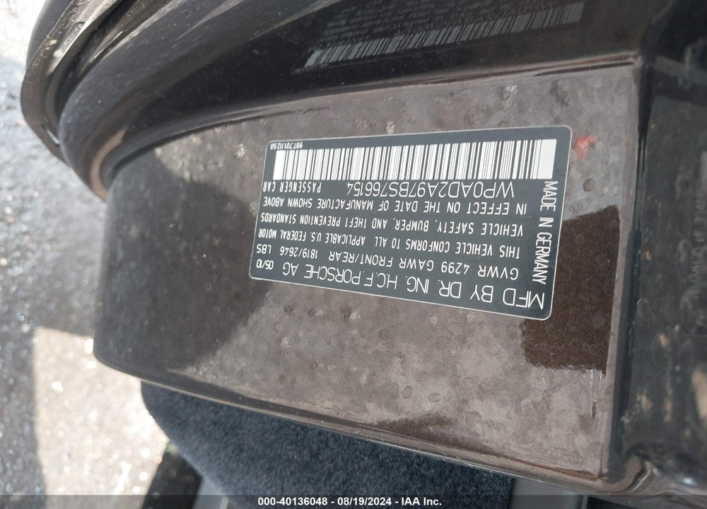 2011 PORSCHE 911 VIN: WP0AD2A97BS766154