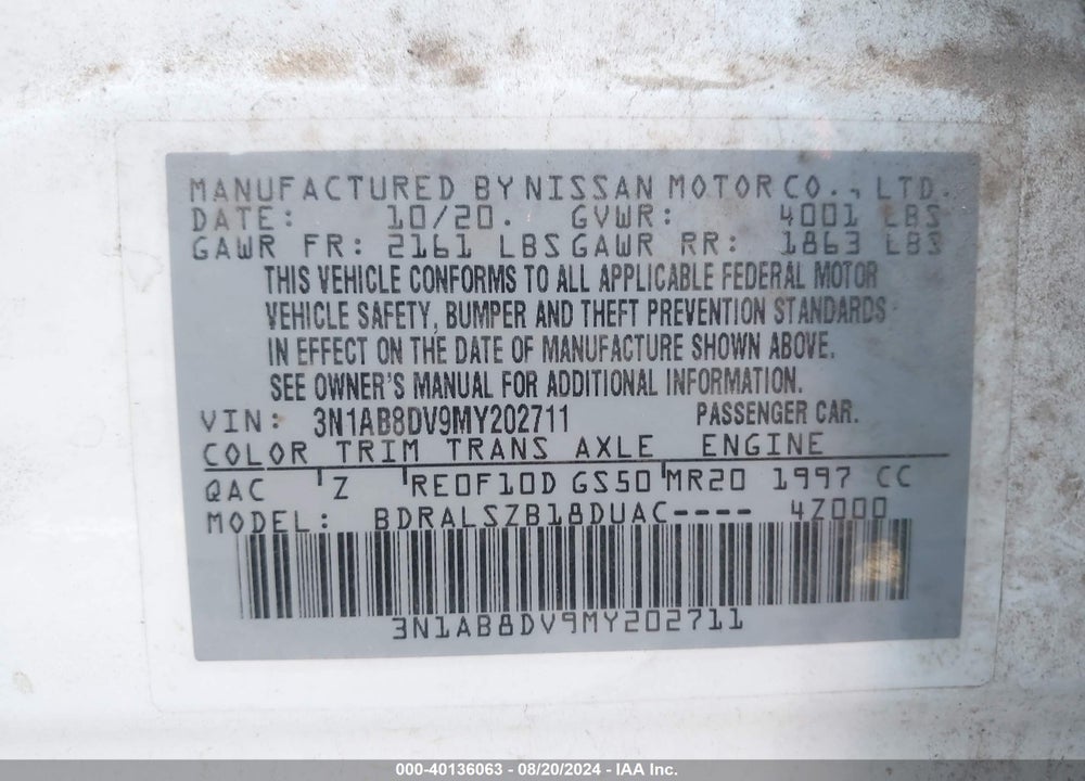 2021 NISSAN SENTRA SR XTRONIC CVT VIN: 3N1AB8DV9MY202711