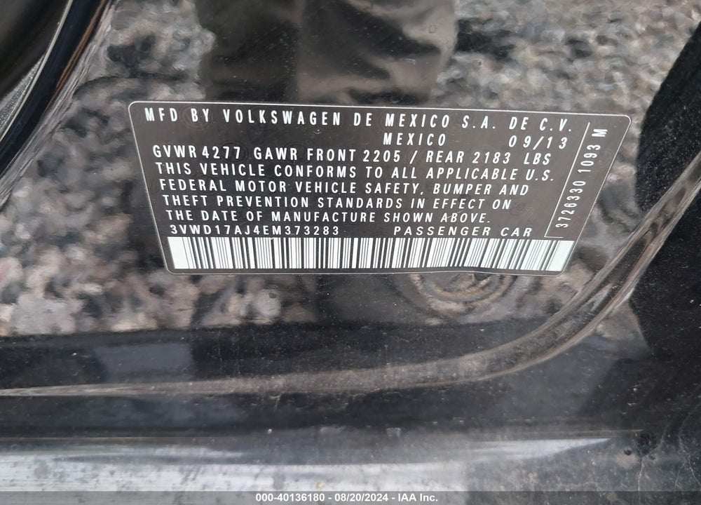 2014 VOLKSWAGEN JETTA 1.8T SE VIN: 3VWD17AJ4EM373283