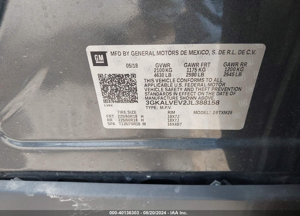 2018 GMC TERRAIN SLT VIN: 3GKALVEV2JL388158