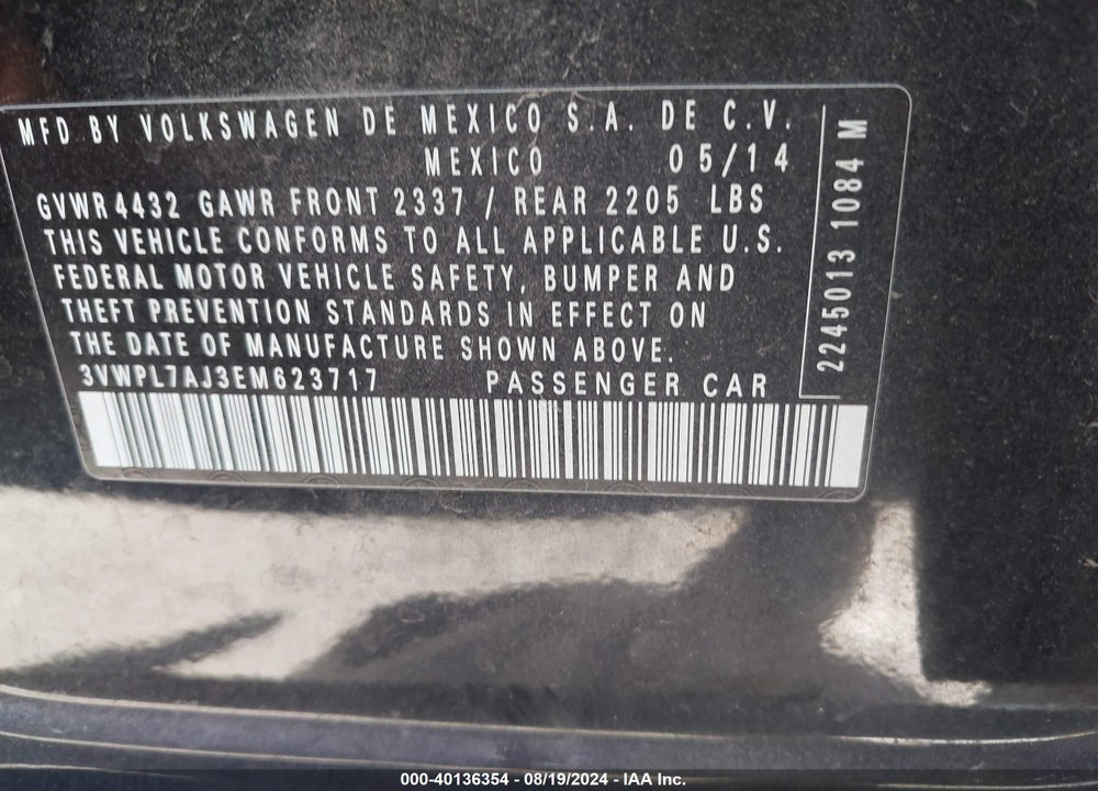 2014 VOLKSWAGEN JETTA SPORTWAGEN 2.0L TDI VIN: 3VWPL7AJ3EM623717