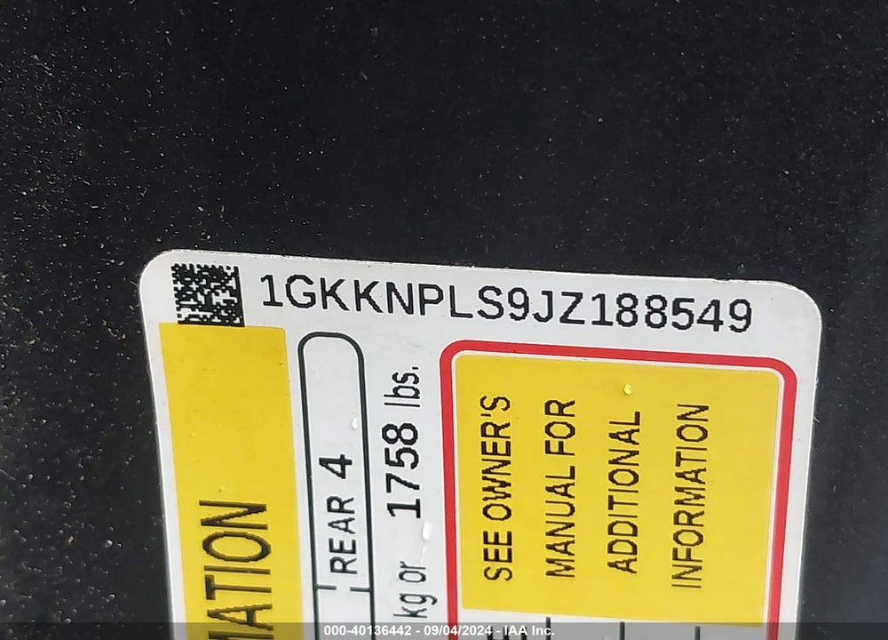 2018 GMC ACADIA DENALI VIN: 1GKKNPLS9JZ188549