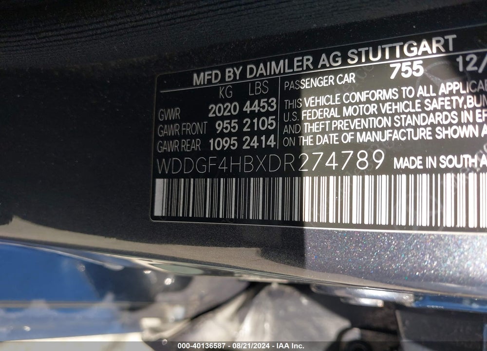 2013 MERCEDES-BENZ C 250 LUXURY/SPORT VIN: WDDGF4HBXDR274789