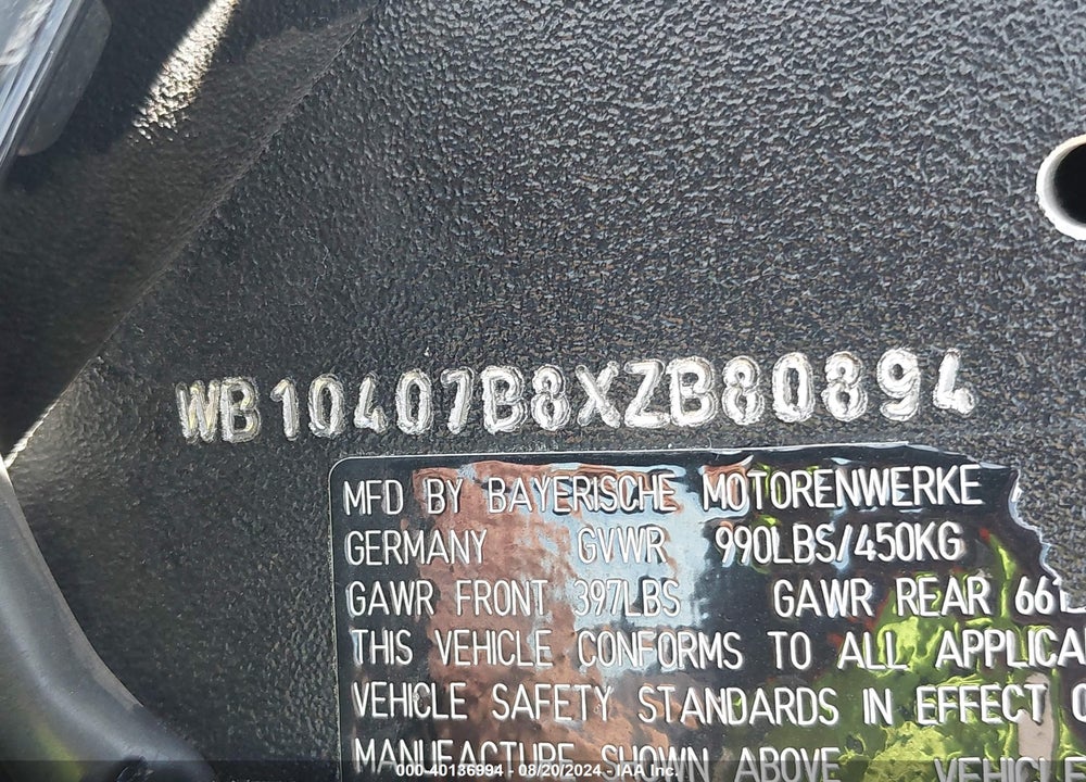 1999 BMW R1100 R VIN: WB10407B8XZB80894