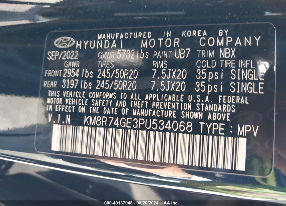 2023 HYUNDAI PALISADE CALLIGRAPHY VIN: KM8R74GE3PU534068