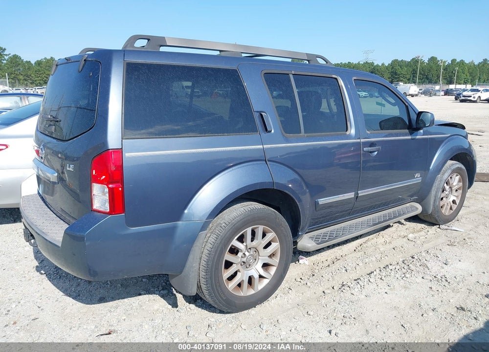 2008 NISSAN PATHFINDER LE V8 VIN: 5N1BR18A28C625460