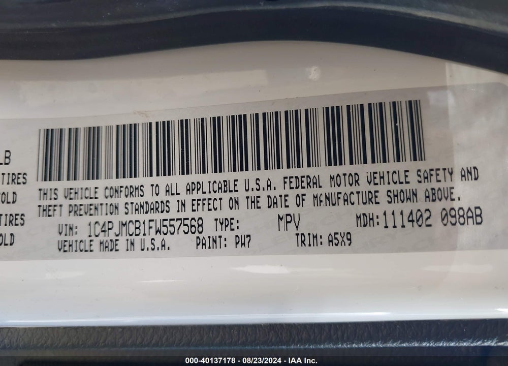 2015 CHEROKEE JEEP  LATITUDE VIN: 1C4PJMCB1FW557568