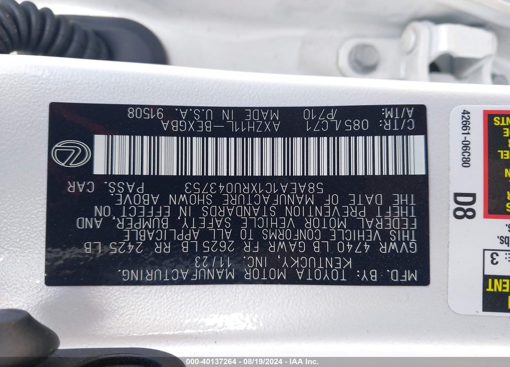 2024 LEXUS ES 300H LUXURY VIN: 58AEA1C1XRU043753