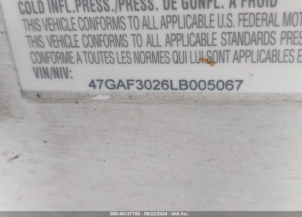 2020 OTHER --- VIN: 47GAF3026LB005067