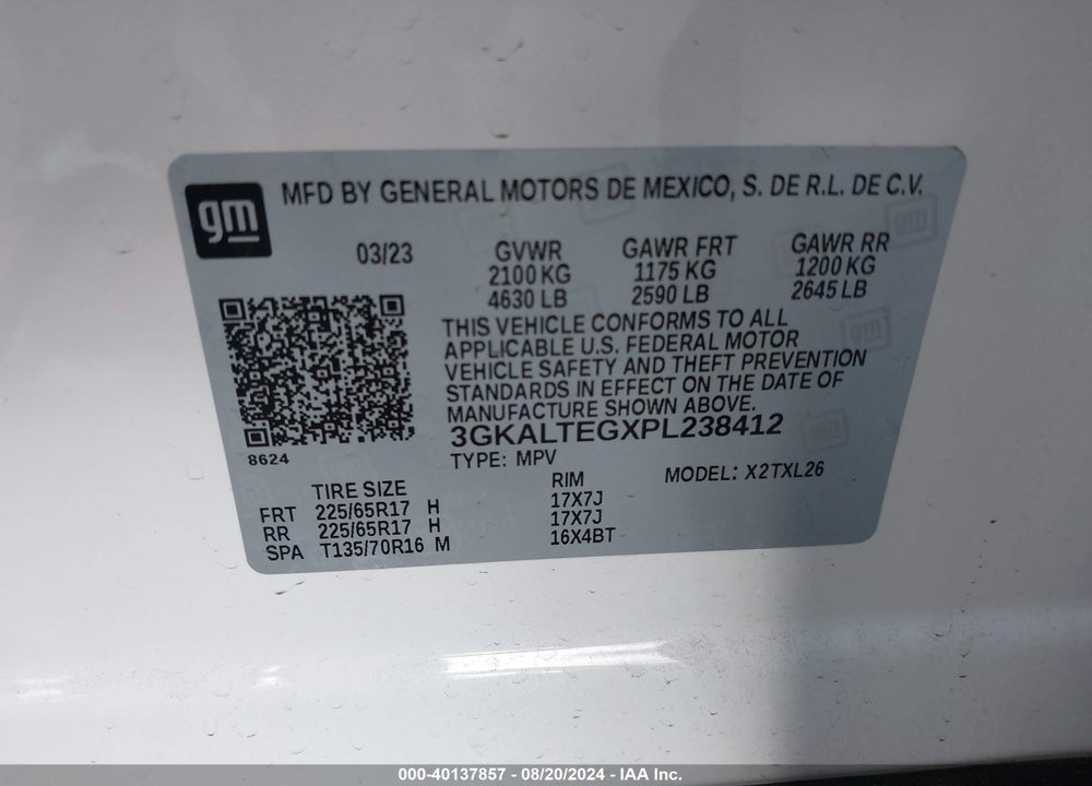 2023 GMC TERRAIN AWD SLE VIN: 3GKALTEGXPL238412