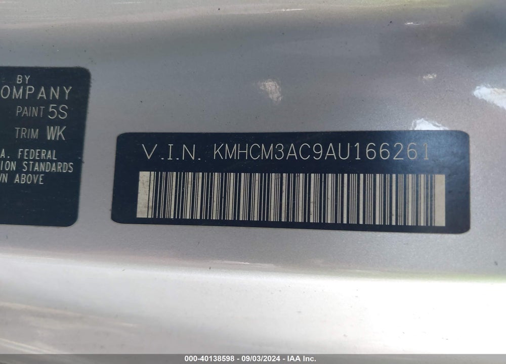 2010 HYUNDAI ACCENT GS VIN: KMHCM3AC9AU166261