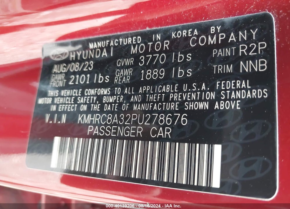 2023 HYUNDAI VENUE LIMITED VIN: KMHRC8A32PU278676