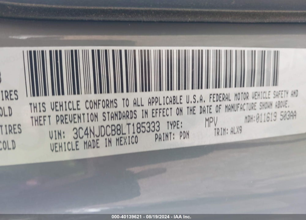 2020 JEEP COMPASS LIMITED 4X4 VIN: 3C4NJDCB8LT185333