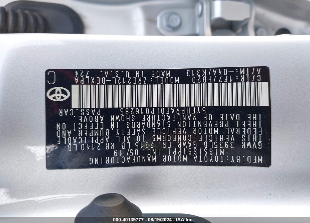 2020 TOYOTA COROLLA LE VIN: 5YFHPRAE0LP016285