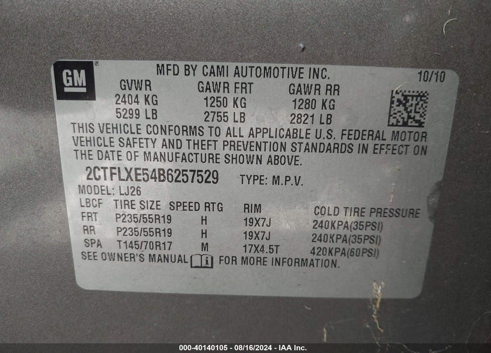2011 GMC TERRAIN SLT-2 VIN: 2CTFLXE54B6257529