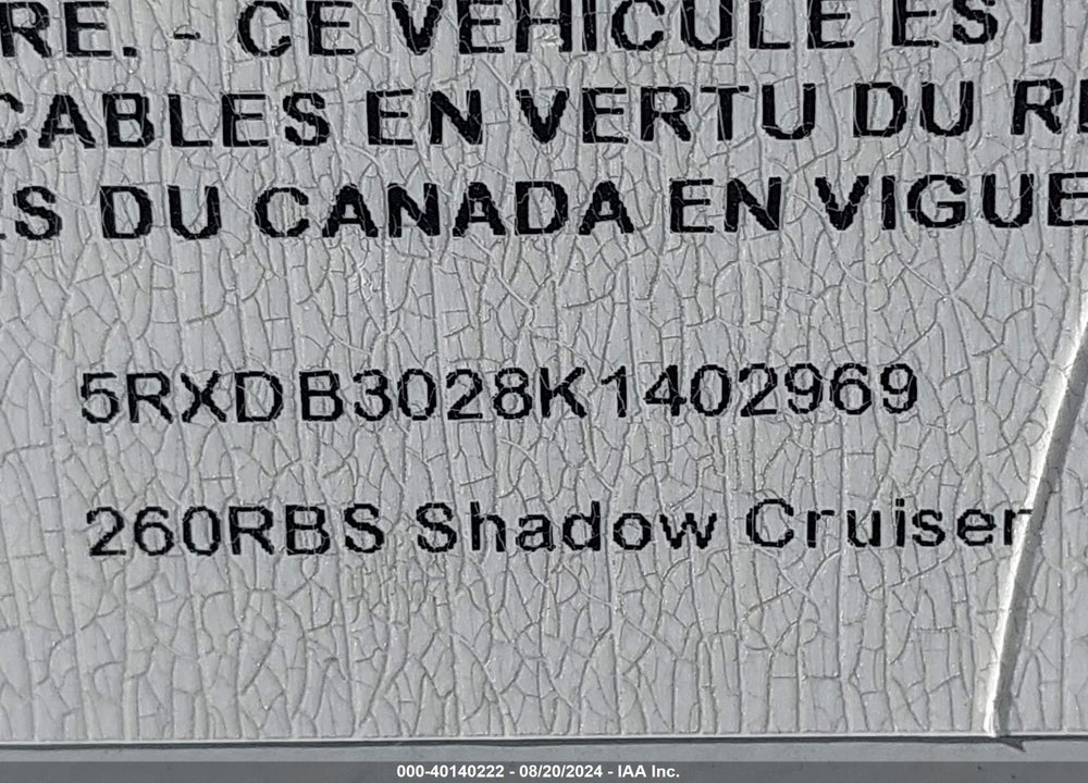 2019 CRUISER SHADOW VIN: 5RXDB3028K1402969