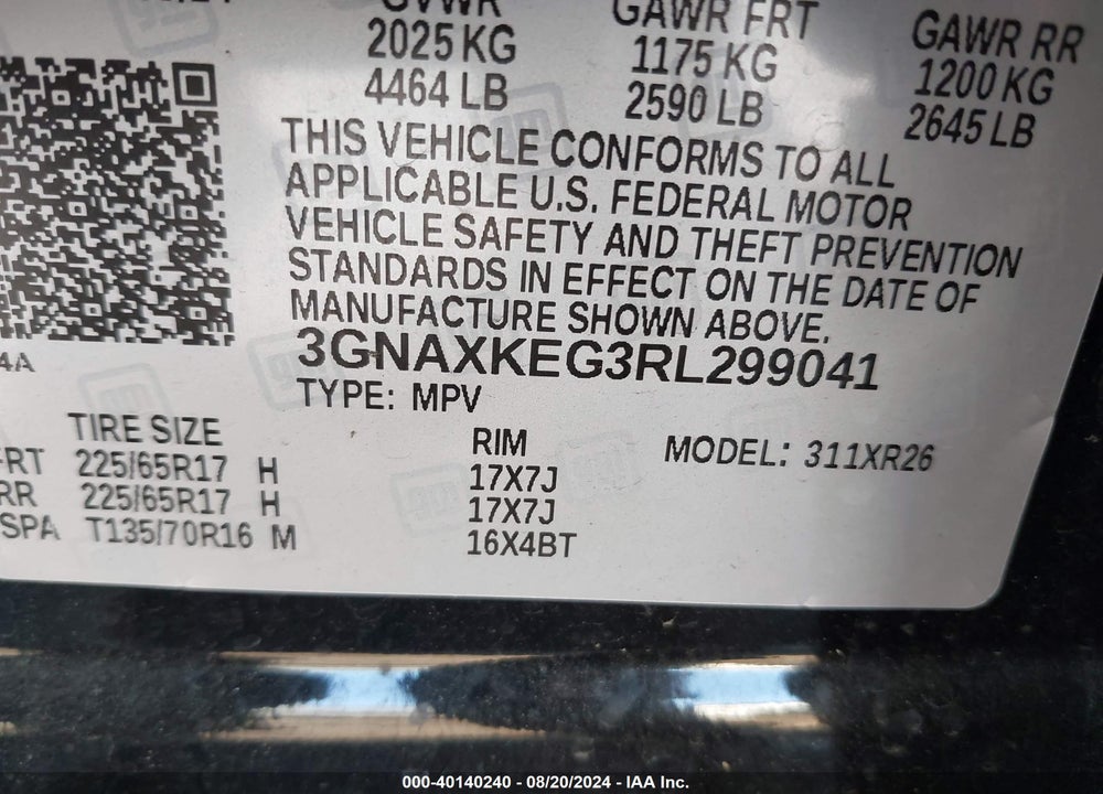 2024 CHEVROLET EQUINOX FWD LT VIN: 3GNAXKEG3RL299041