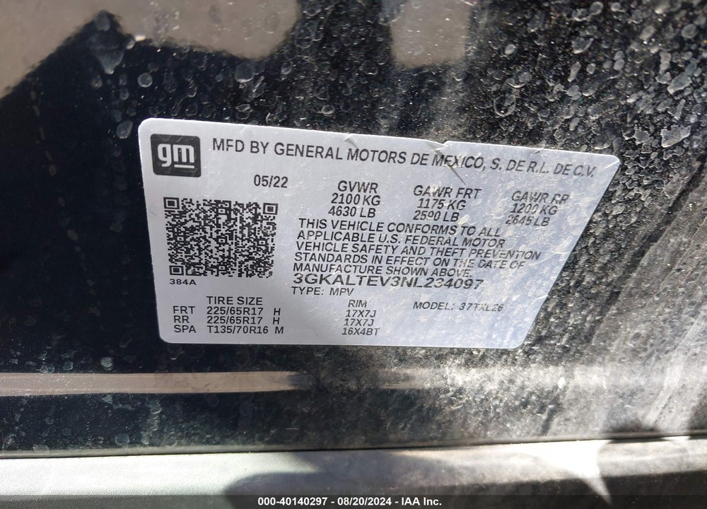 2022 GMC TERRAIN AWD SLE VIN: 3GKALTEV3NL234097