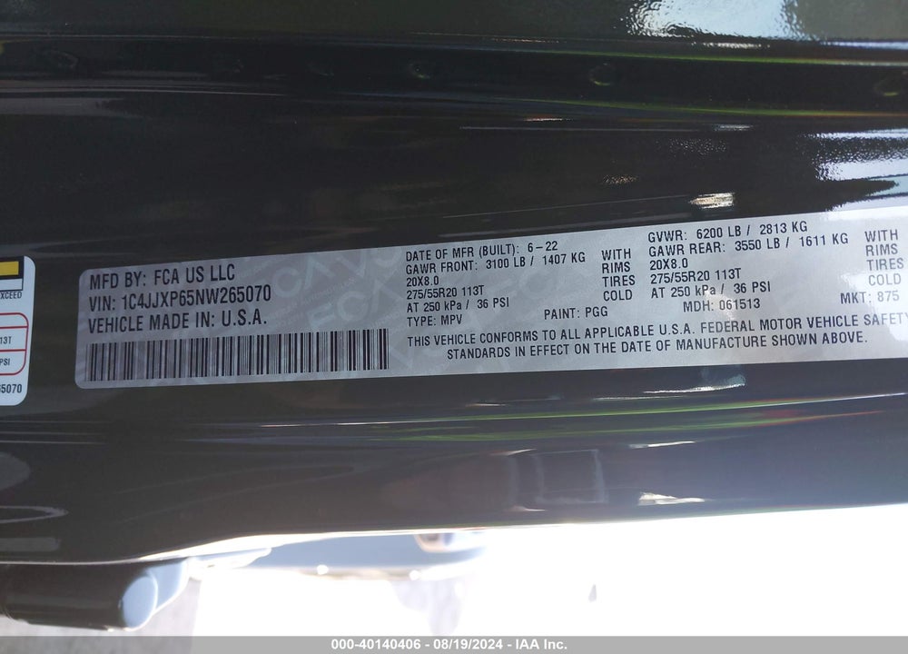 2022 JEEP WRANGLER 4XE UNLIMITED SAHARA 4X4 VIN: 1C4JJXP65NW265070