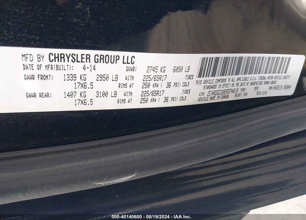 2014 DODGE GRAND CARAVAN SXT 30TH ANNIVERSARY VIN: 2C4RDGCG9ER374018