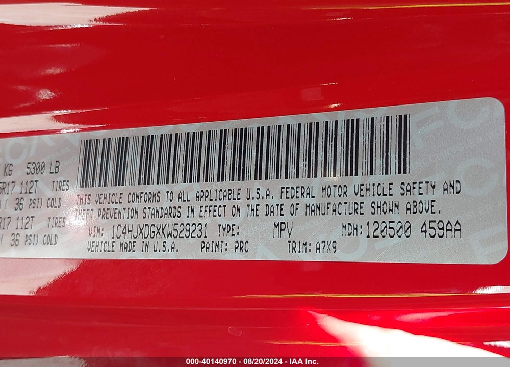 2019 JEEP WRANGLER UNLIMITED SPORT S 4X4 VIN: 1C4HJXDGXKW529231
