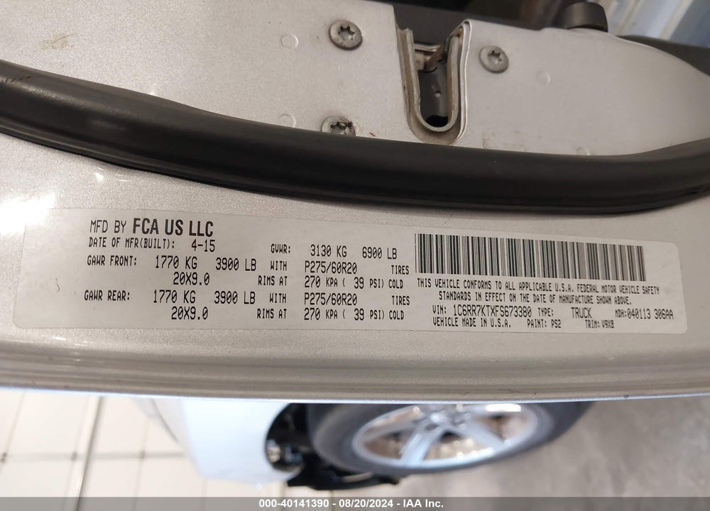 2015 RAM 1500 EXPRESS VIN: 1C6RR7KTXFS673380