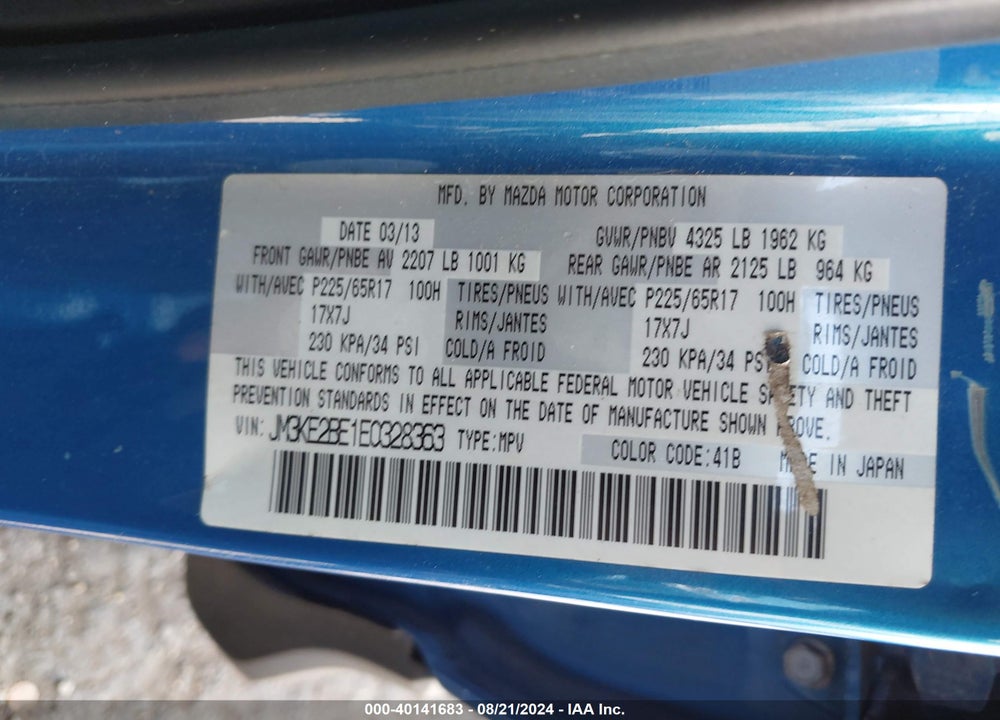 2014 MAZDA CX-5 SPORT VIN: JM3KE2BE1E0328363