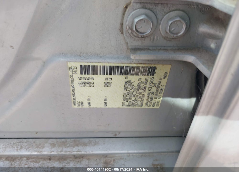 2013 NISSAN MAXIMA 3.5 SV VIN: 1N4AA5AP3DC837605