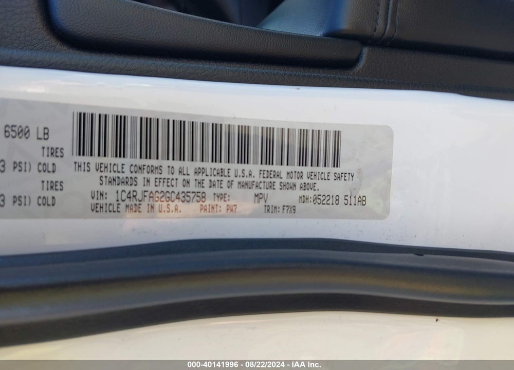 2016 JEEP GRAND CHEROKEE LAREDO VIN: 1C4RJFAG2GC435758