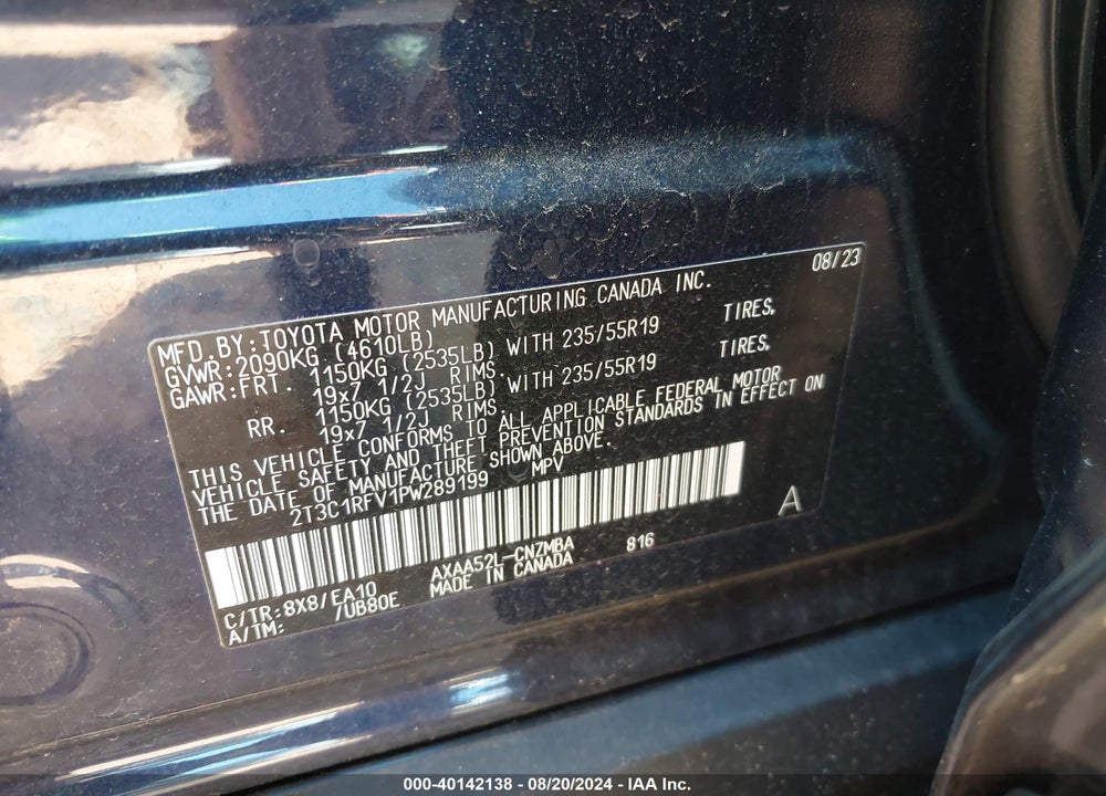 2023 TOYOTA RAV4 XLE PREMIUM VIN: 2T3C1RFV1PW289199