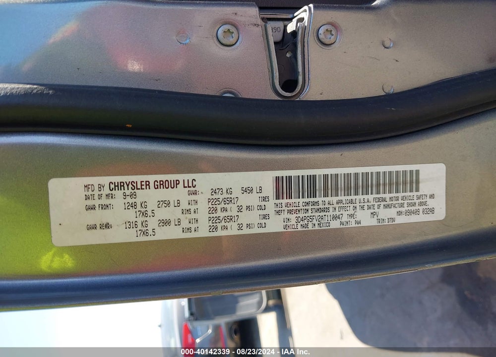 2010 DODGE JOURNEY SXT VIN: 3D4PG5FV2AT110047