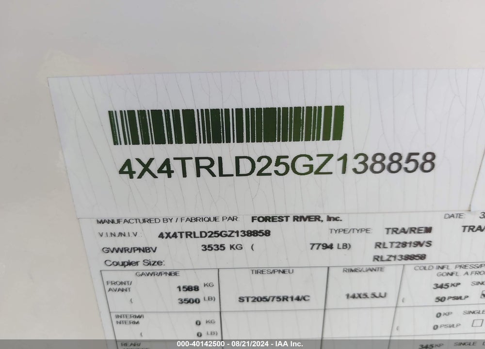 2016 ROCKWOOD ULTRA V TRAVEL TRAILER VIN: 4X4TRLD25GZ138858