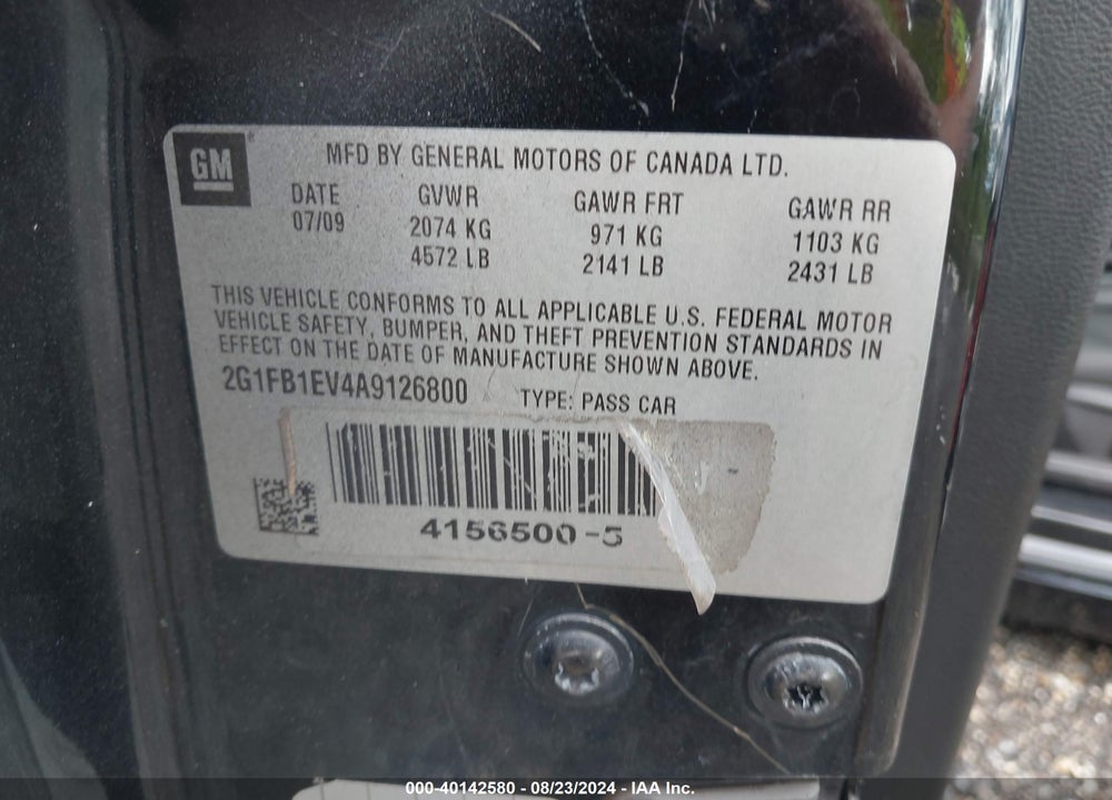 2010 CHEVROLET CAMARO 1LT VIN: 2G1FB1EV4A9126800