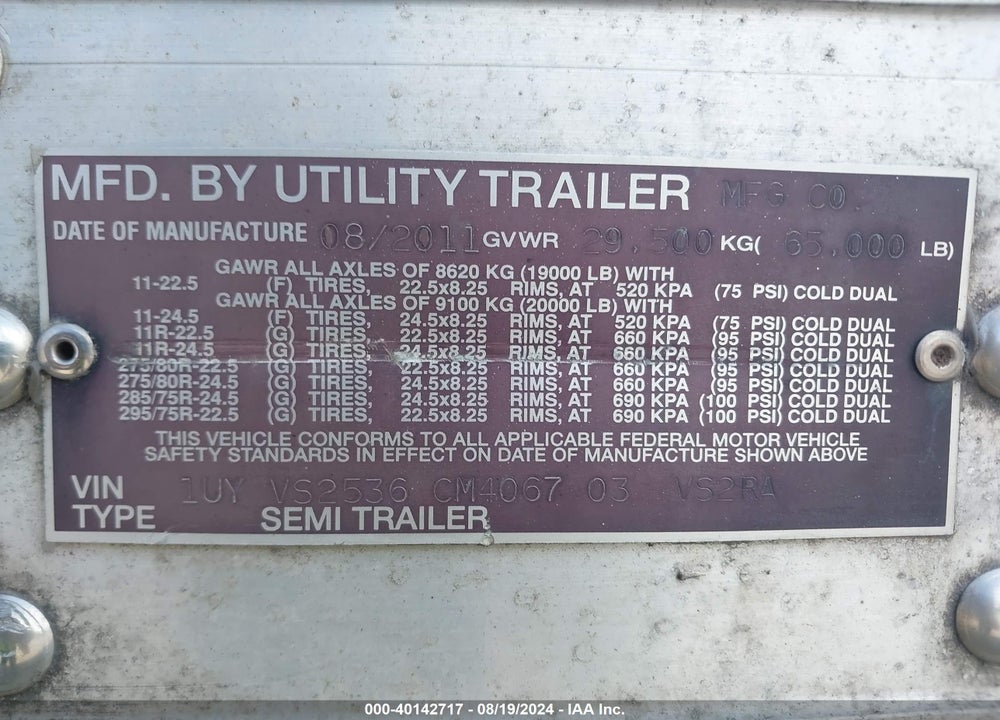 2012 UTILITY TRAILER MFG --- VIN: 1UYVS2536CM406703