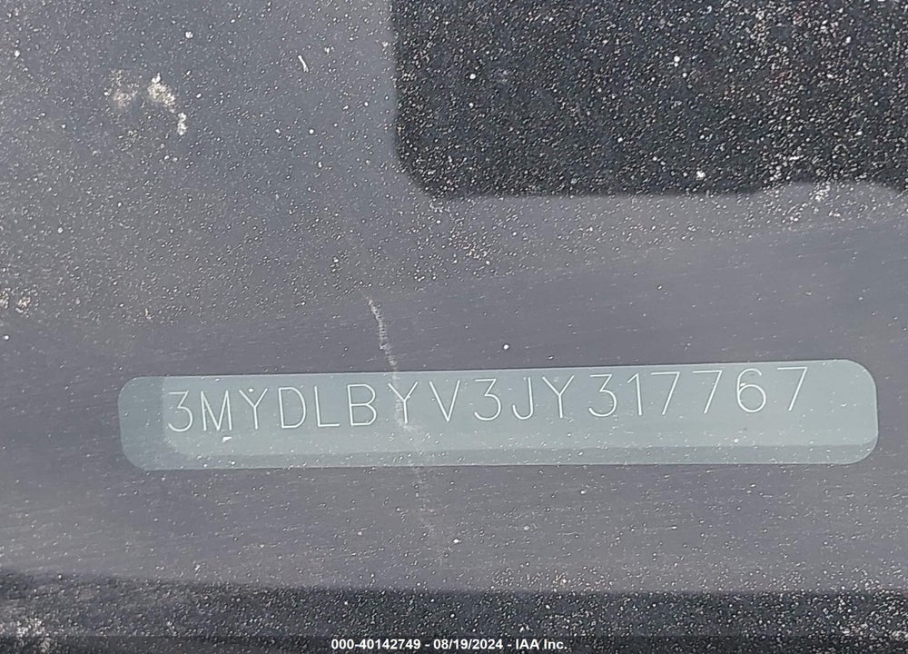2018 TOYOTA YARIS IA VIN: 3MYDLBYV3JY317767