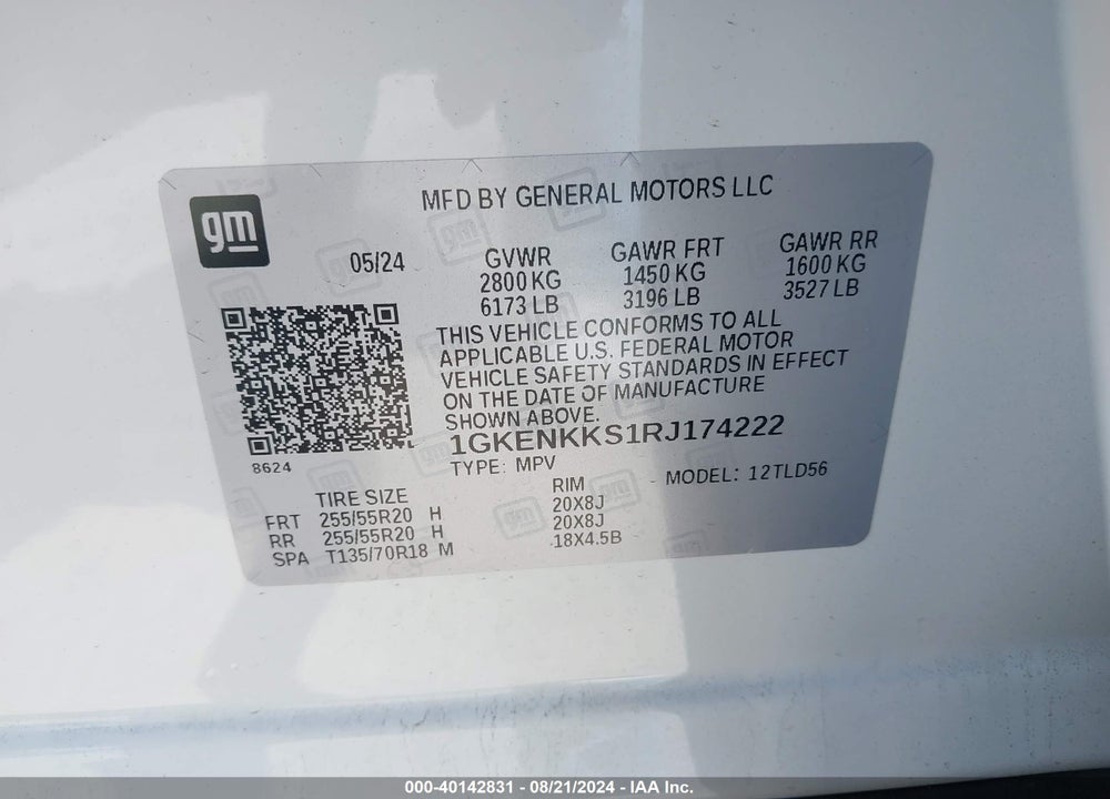 2024 GMC ACADIA FWD ELEVATION VIN: 1GKENKKS1RJ174222
