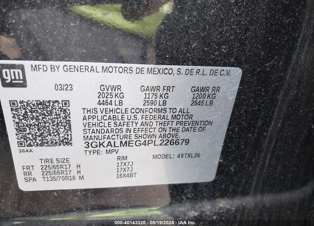2023 GMC TERRAIN FWD SLE VIN: 3GKALMEG4PL226679