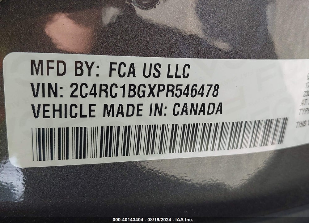 2023 CHRYSLER PACIFICA TOURING L VIN: 2C4RC1BGXPR546478