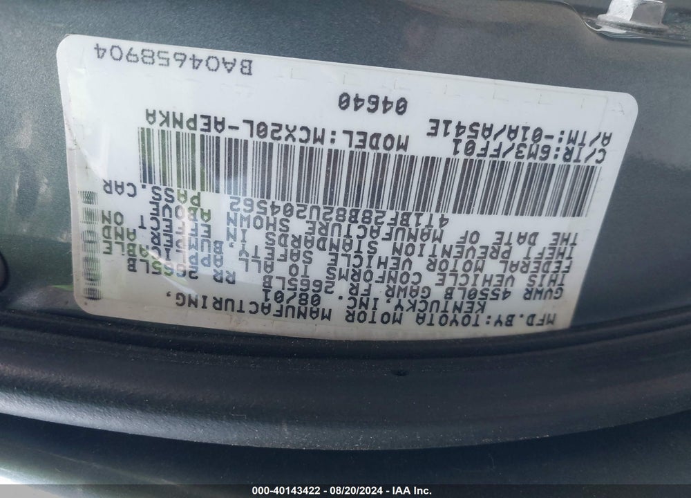 2002 TOYOTA AVALON XL VIN: 4T1BF28B82U204562