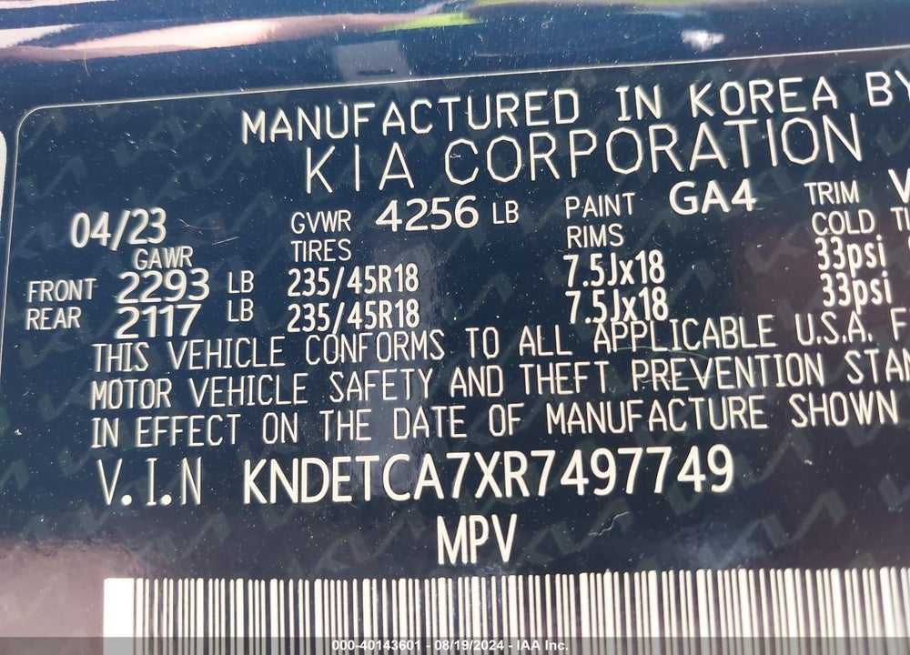 2024 KIA SELTOS SX TURBO VIN: KNDETCA7XR7497749
