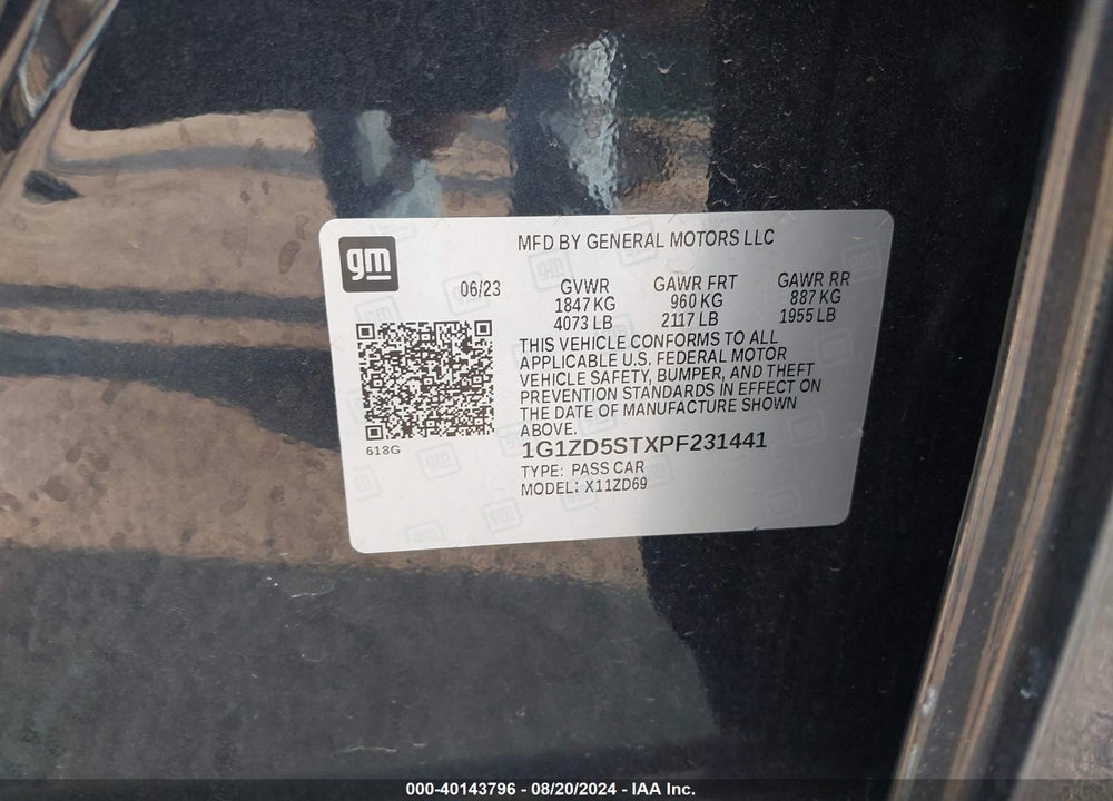 2023 CHEVROLET MALIBU FWD 1LT VIN: 1G1ZD5STXPF231441