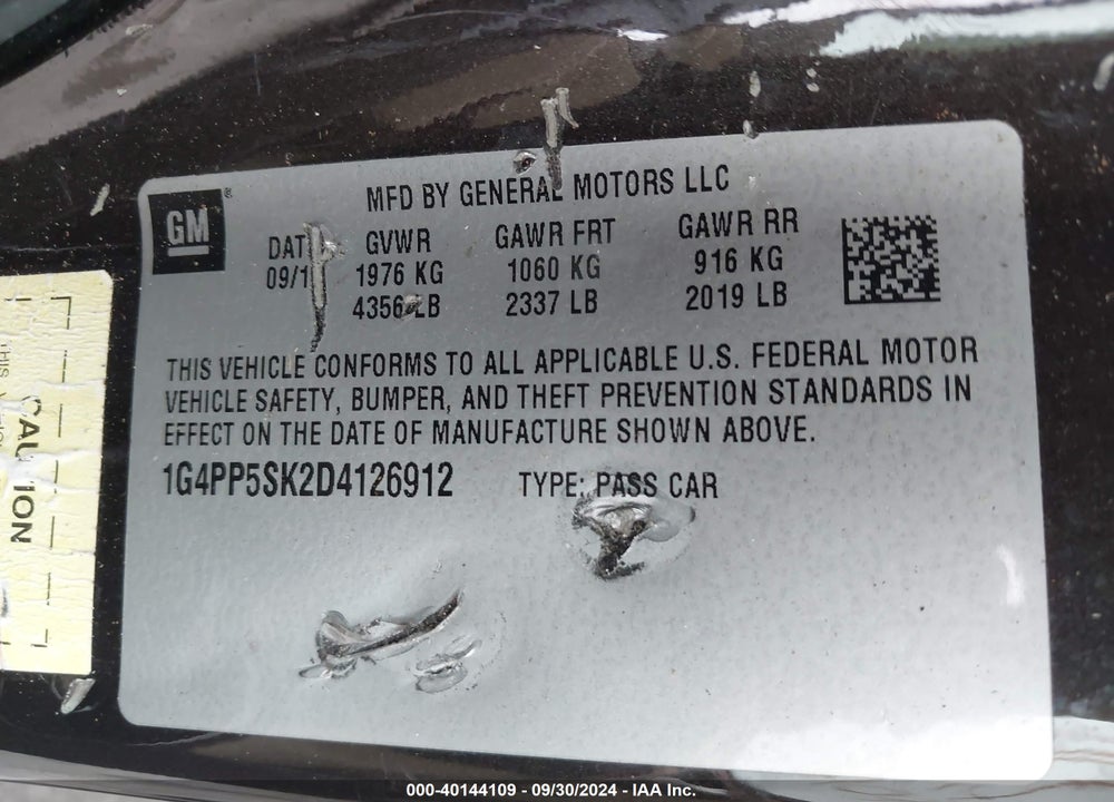 2013 BUICK VERANO VIN: 1G4PP5SK2D4126912