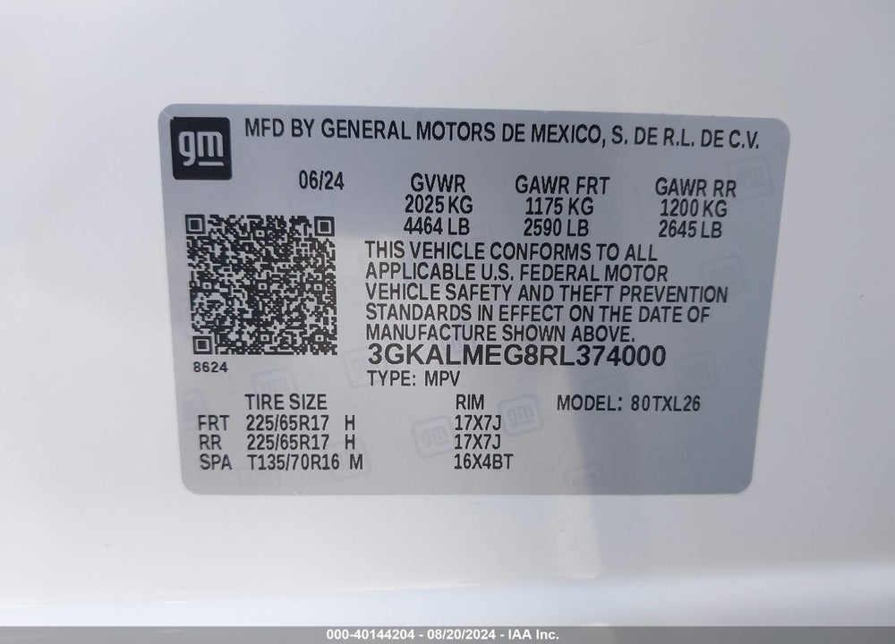 2024 GMC TERRAIN FWD SLE VIN: 3GKALMEG8RL374000