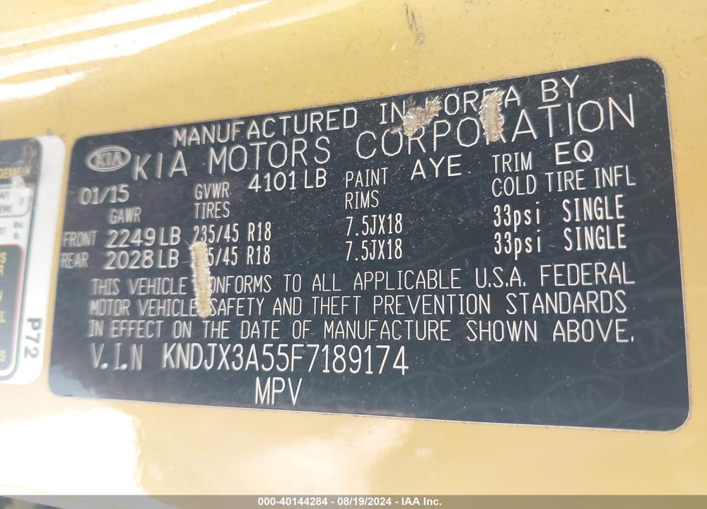 2015 KIA SOUL VIN: KNDJX3A55F7189174