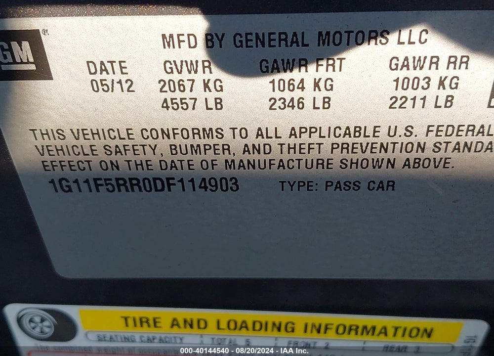 2013 CHEVROLET MALIBU ECO PREMIUM AUDIO VIN: 1G11F5RR0DF114903