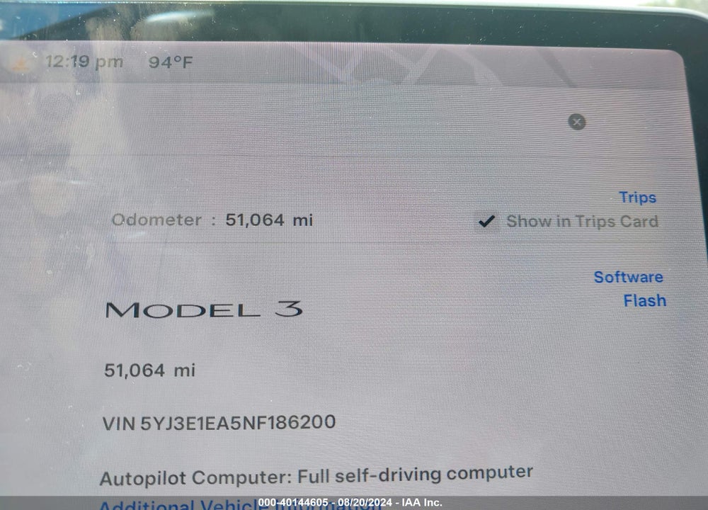 2022 TESLA MODEL 3 REAR-WHEEL DRIVE VIN: 5YJ3E1EA5NF186200