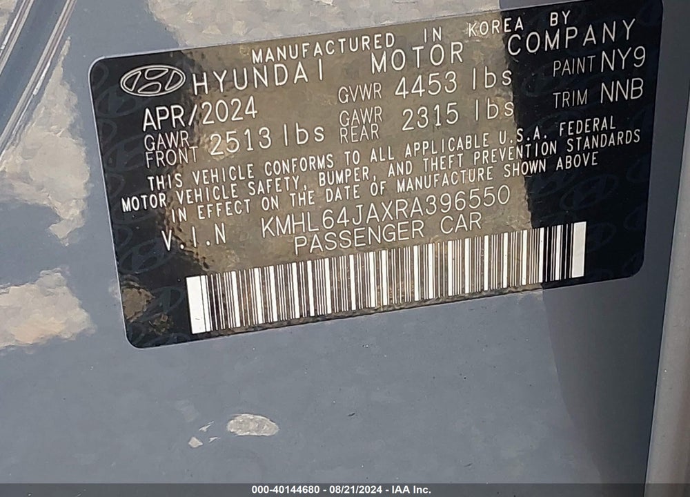 2024 HYUNDAI SONATA SEL VIN: KMHL64JAXRA396550