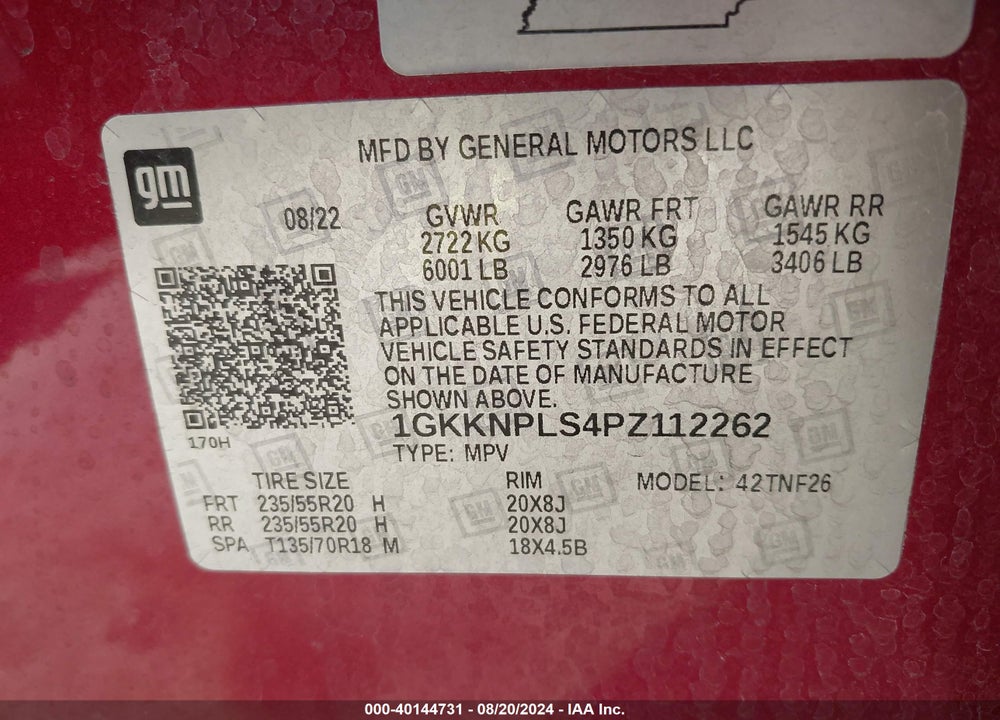 2023 GMC ACADIA FWD DENALI VIN: 1GKKNPLS4PZ112262