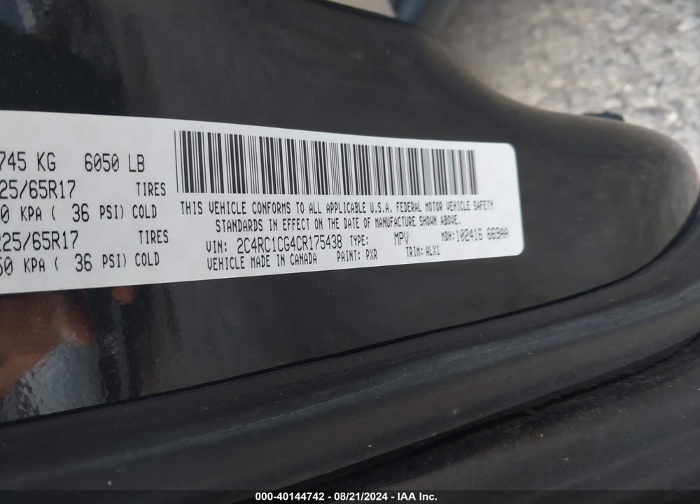 2012 CHRYSLER TOWN & COUNTRY TOURING-L VIN: 2C4RC1CG4CR175438