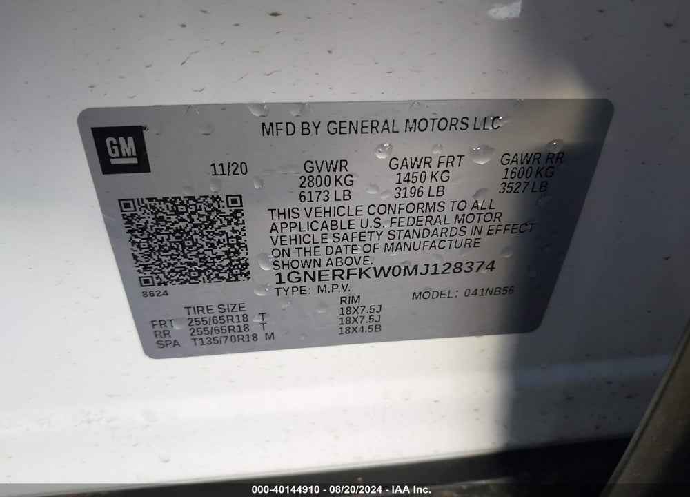 2021 CHEVROLET TRAVERSE FWD LS VIN: 1GNERFKW0MJ128374